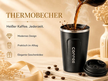 Faizee Home Thermobecher 380 ml – Doppelwandiger Edelstahl – Bis zu 6 Std. Warm & Kalt – BPA-freier Deckel
