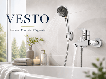 Faizee Home Badewannenarmatur Silber – Einhandmischer mit Handbrause & 1,5 m Brauseschlauch