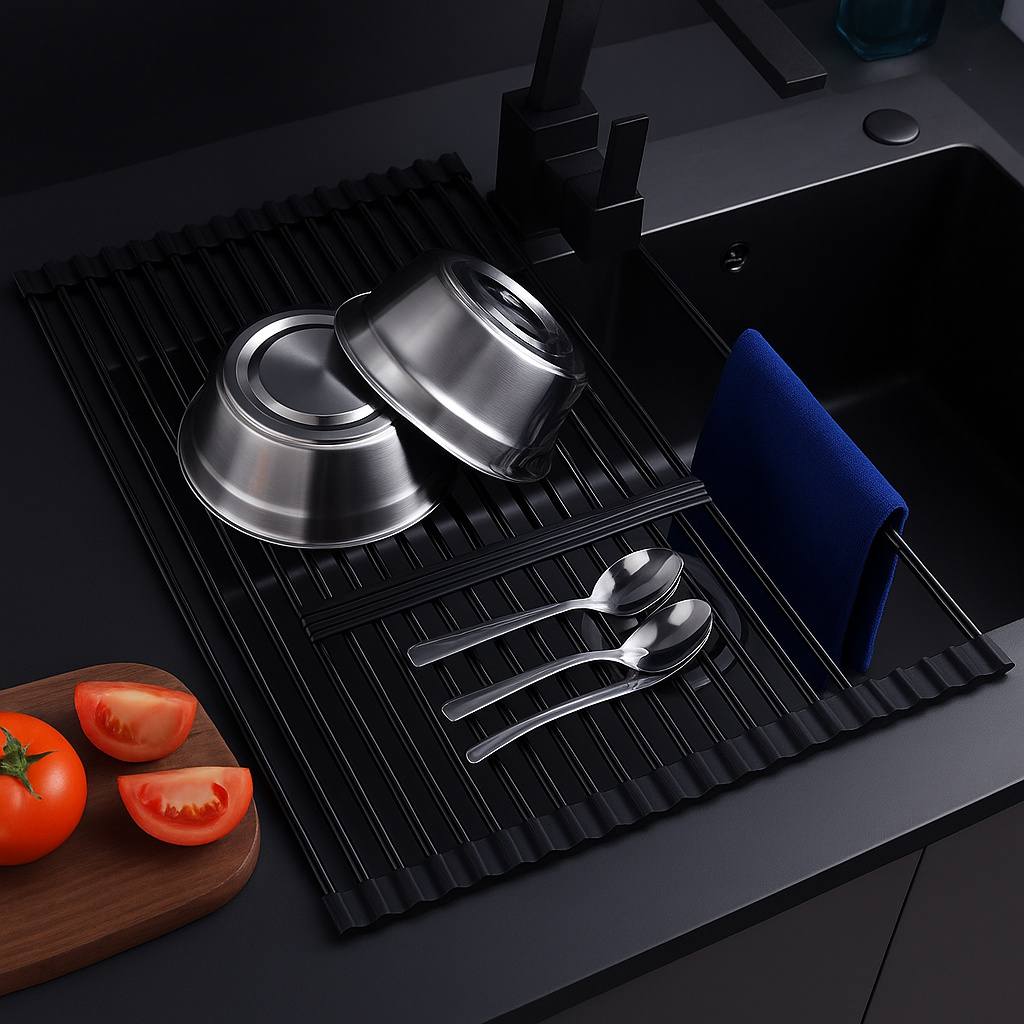 Abtropfgitter_Edelstahl_46_33_5_cm_Faltbares_Rollgitter_fuer_Spuelbecken_mit_rutschfesten_Silikon-Enden