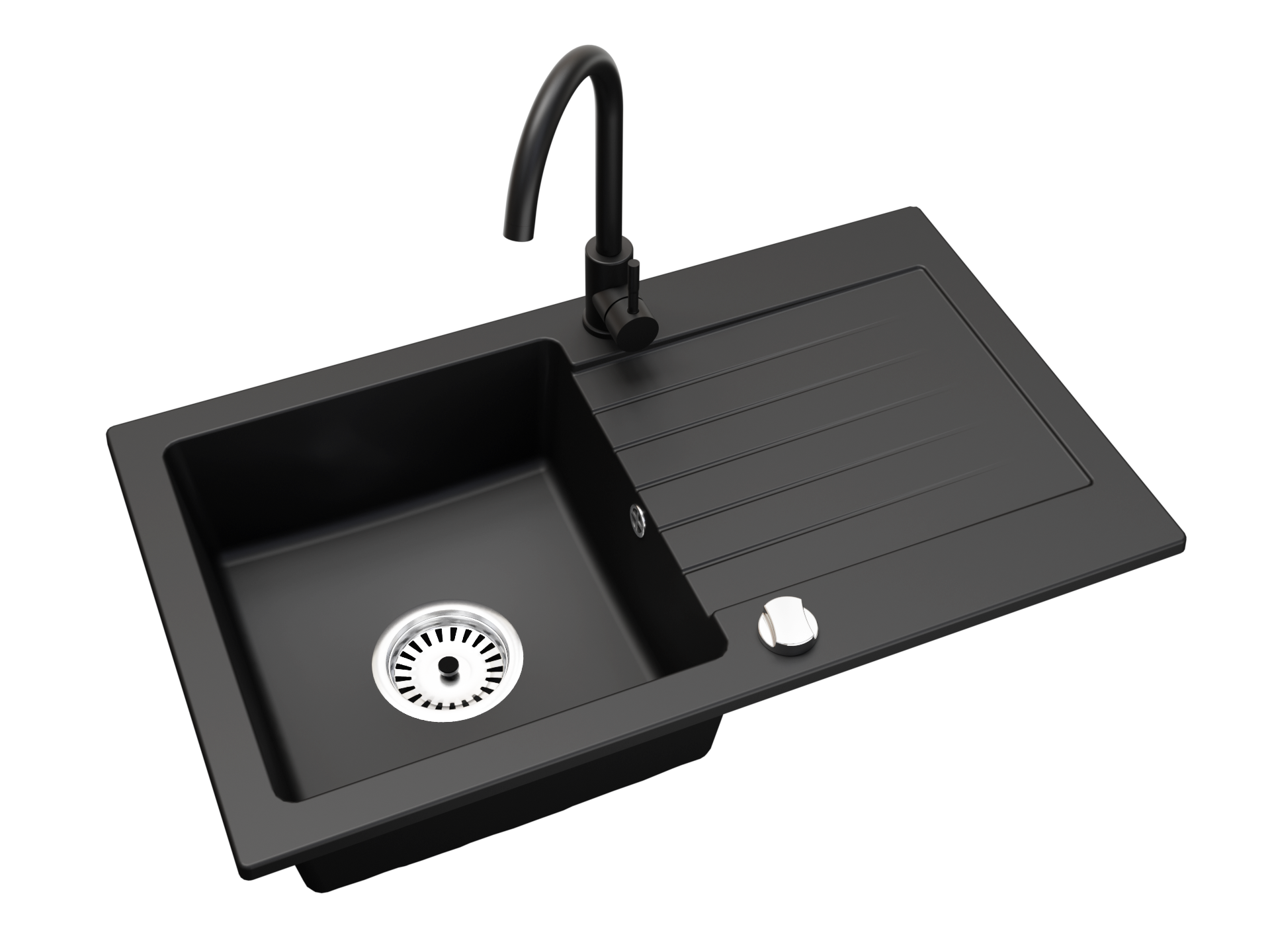 Granitspuele_Alisha_75x43_5_cm_Schwarz_Gesprenkelt_Armatur_Verschiedene_Farben