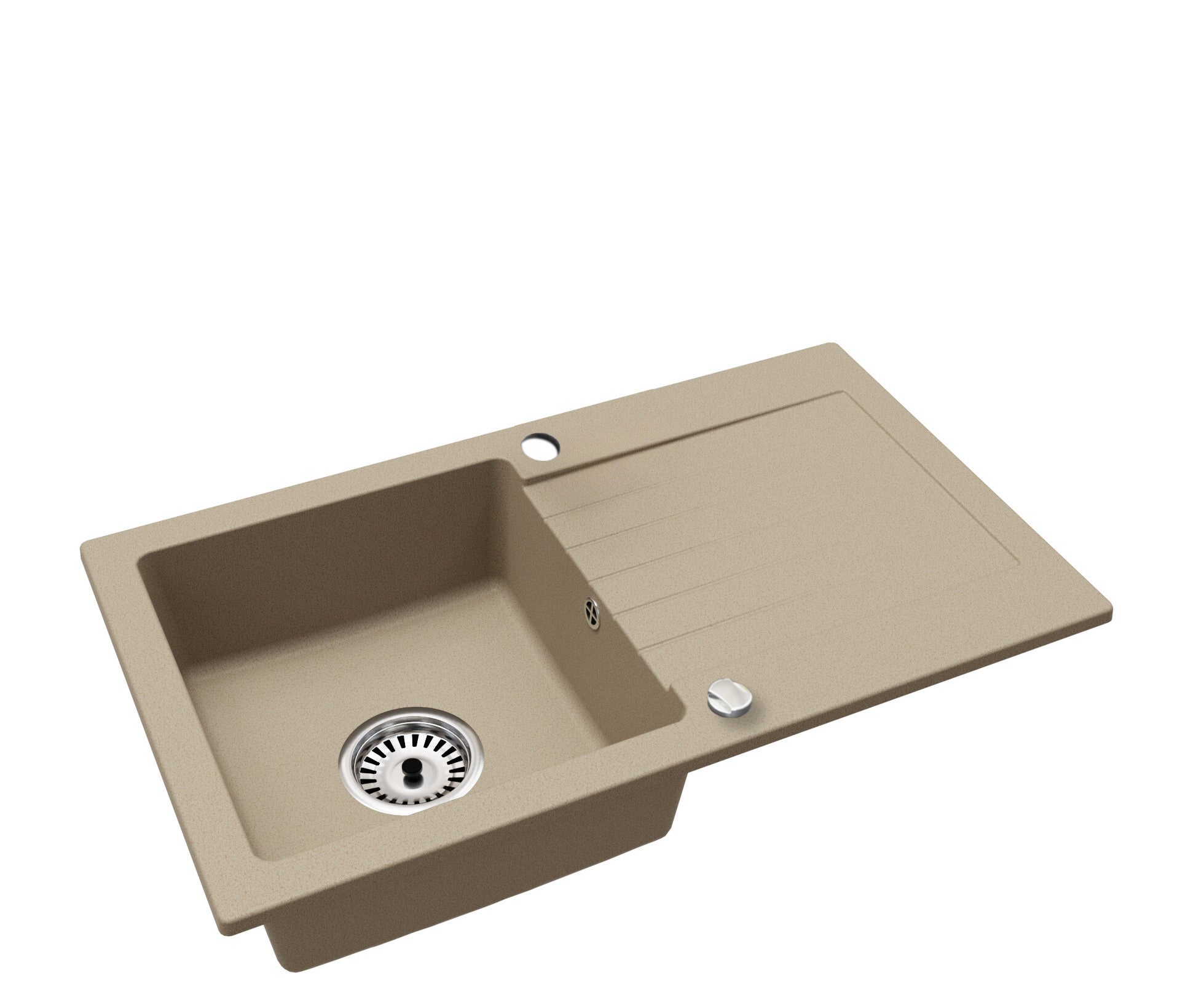 Granitspüle Alisha 75 × 43,5 cm Beige mit Siphon-Set, kratzfest & hitzebeständig (Ohne Armatur)