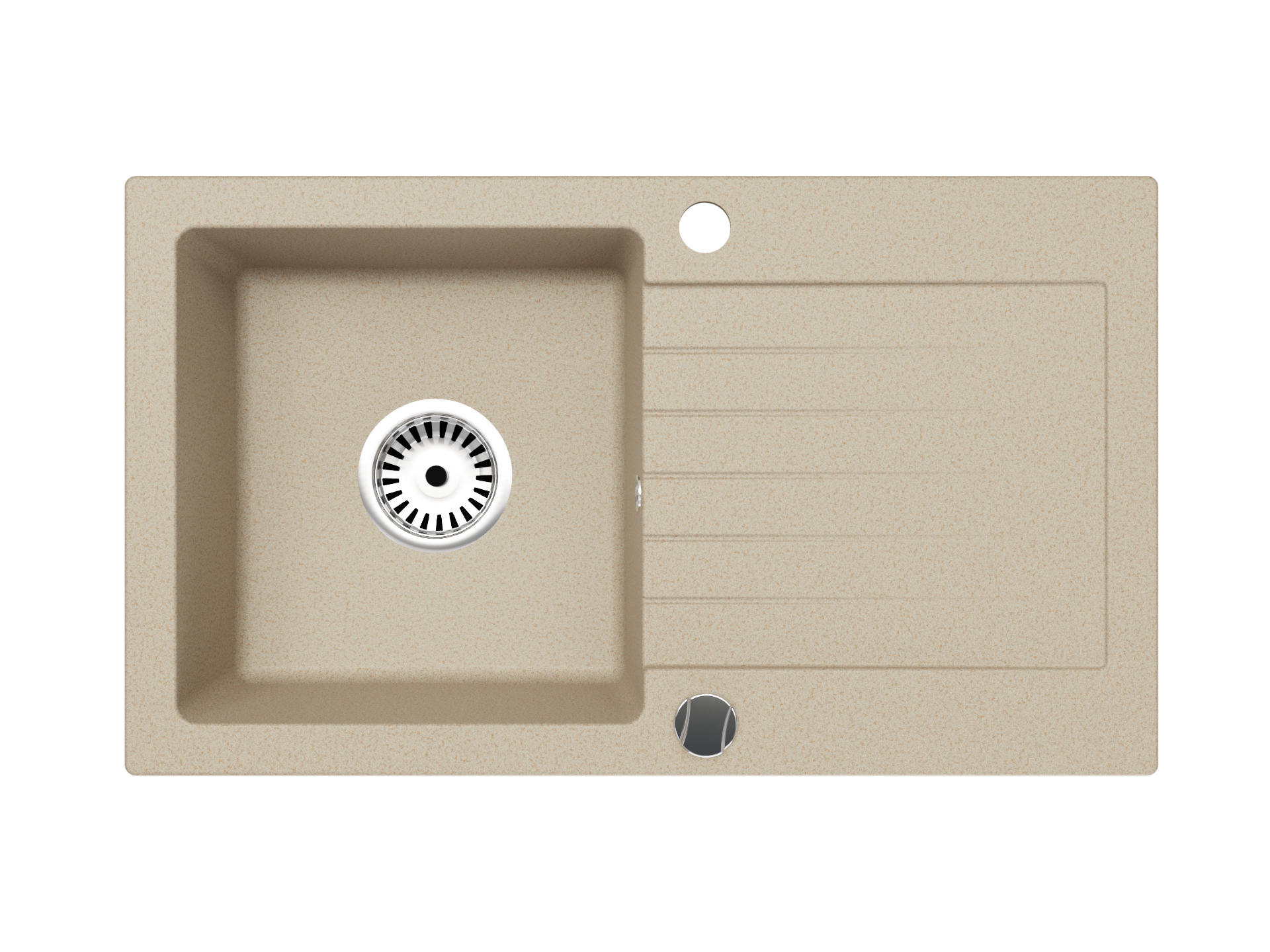 Granitspüle Alisha 75 × 43,5 cm Beige mit Siphon-Set, kratzfest & hitzebeständig (Ohne Armatur)