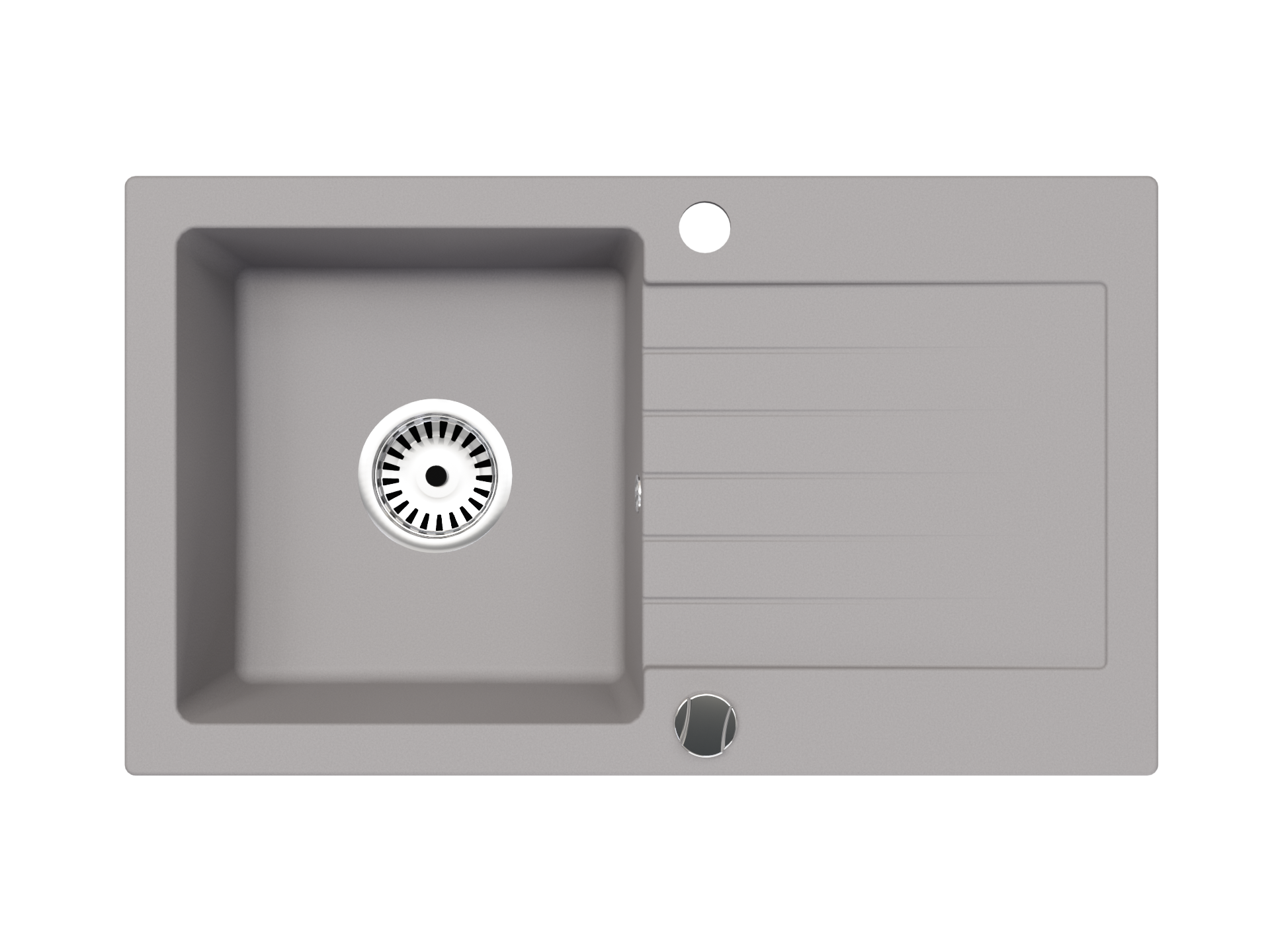 Granitspüle 75x43,5 cm mit Abtropffläche – Alisha Einbauspüle beidseitig montierbar, inkl. Siphon