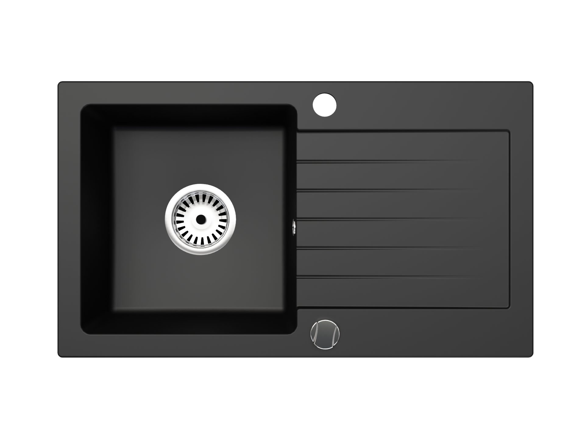 Granitspüle 75x43,5 cm mit Abtropffläche – Alisha Einbauspüle beidseitig montierbar, inkl. Siphon