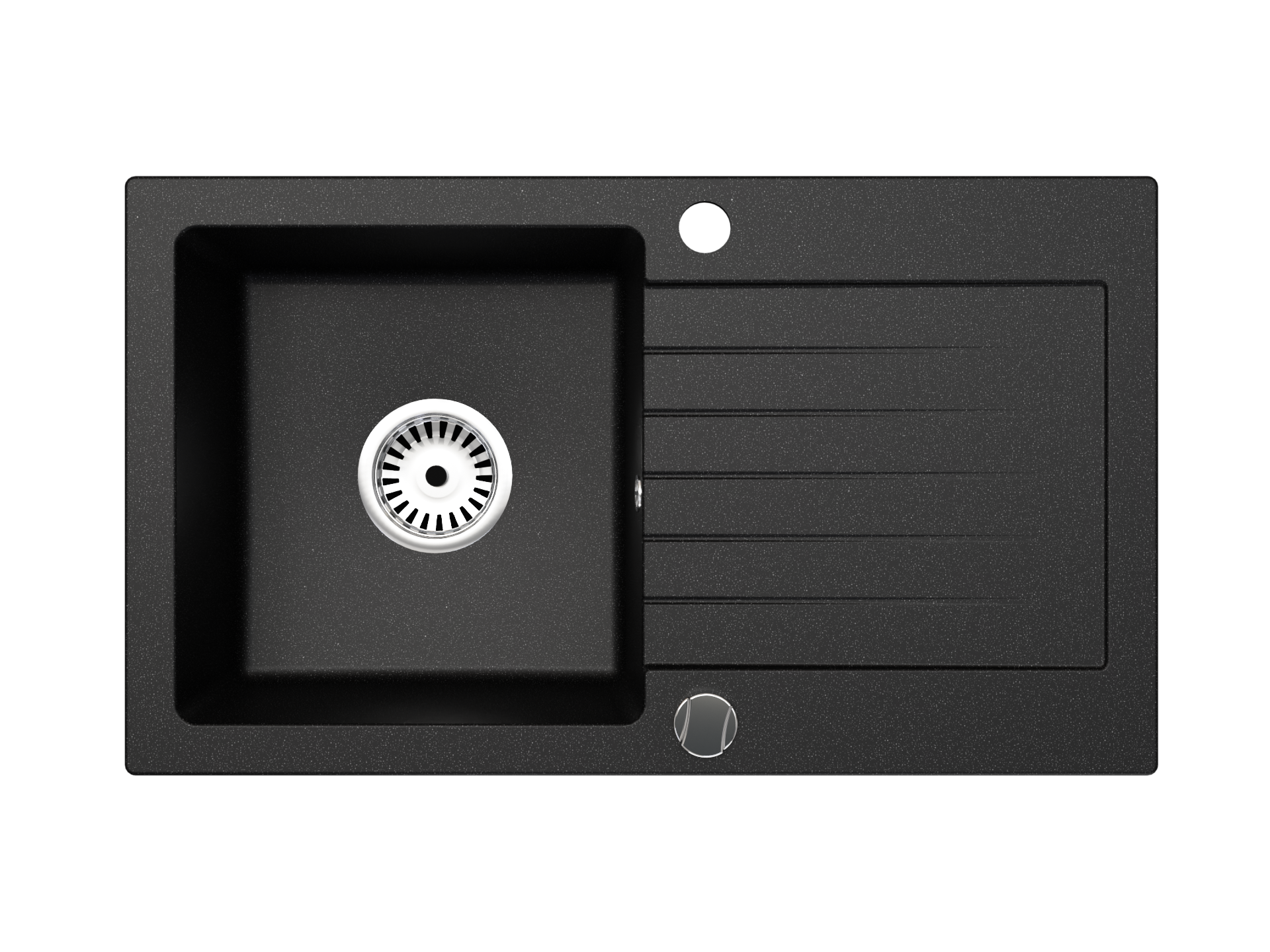 Granitspüle 75x43,5 cm mit Abtropffläche – Alisha Einbauspüle beidseitig montierbar, inkl. Siphon