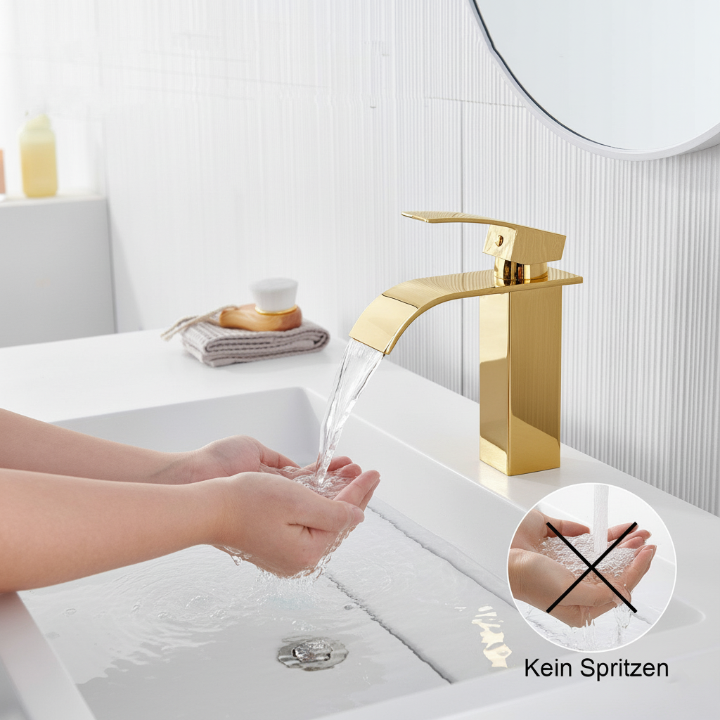 Armatur Wasserfall – Designer-Armatur aus Messing mit Einhebelmischer & Wasserfall-Auslauf