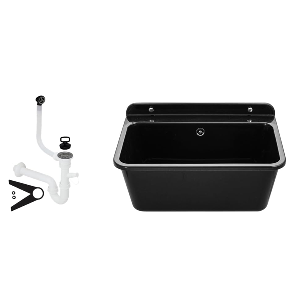 Ausgussbecken_LARGE_61_41_cm_Schwarz_Robuste_Kunststoff-Spuele_aus_Polystyrol_inkl._Siphon_Montagematerial