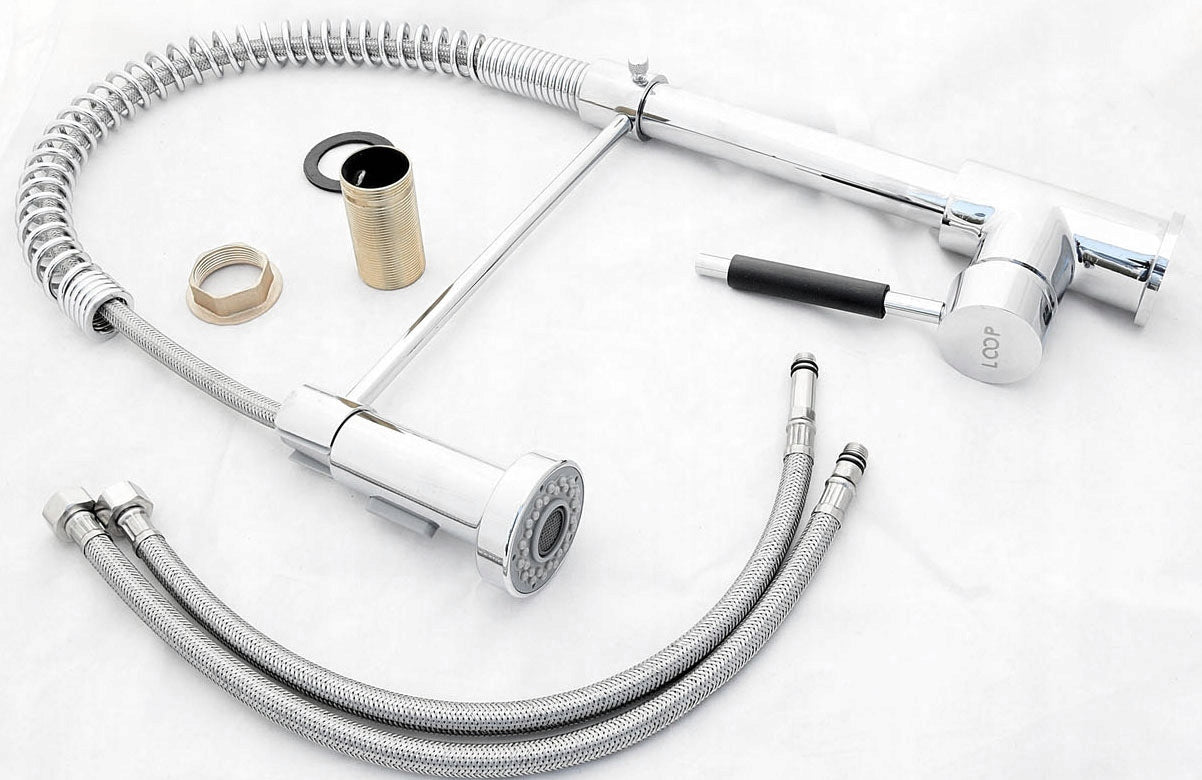 Chrom-Spiralfeder-Küchenarmatur – mit drehbarer Brause