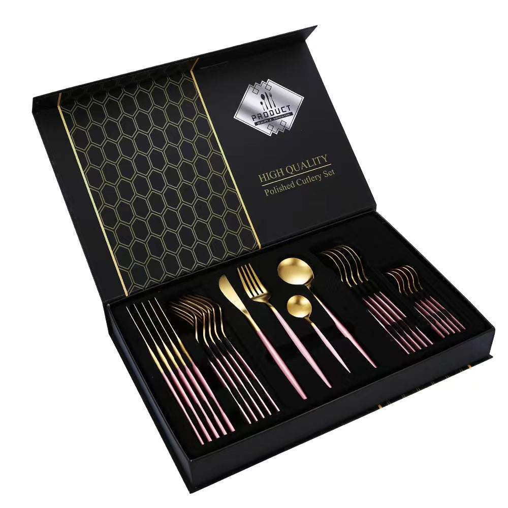 Besteckset_24-teilig_Hochglanzpoliertes_Edelstahlbesteck_fuer_6_Personen_mit_Luxury_Geschenkbox-rosa-gold