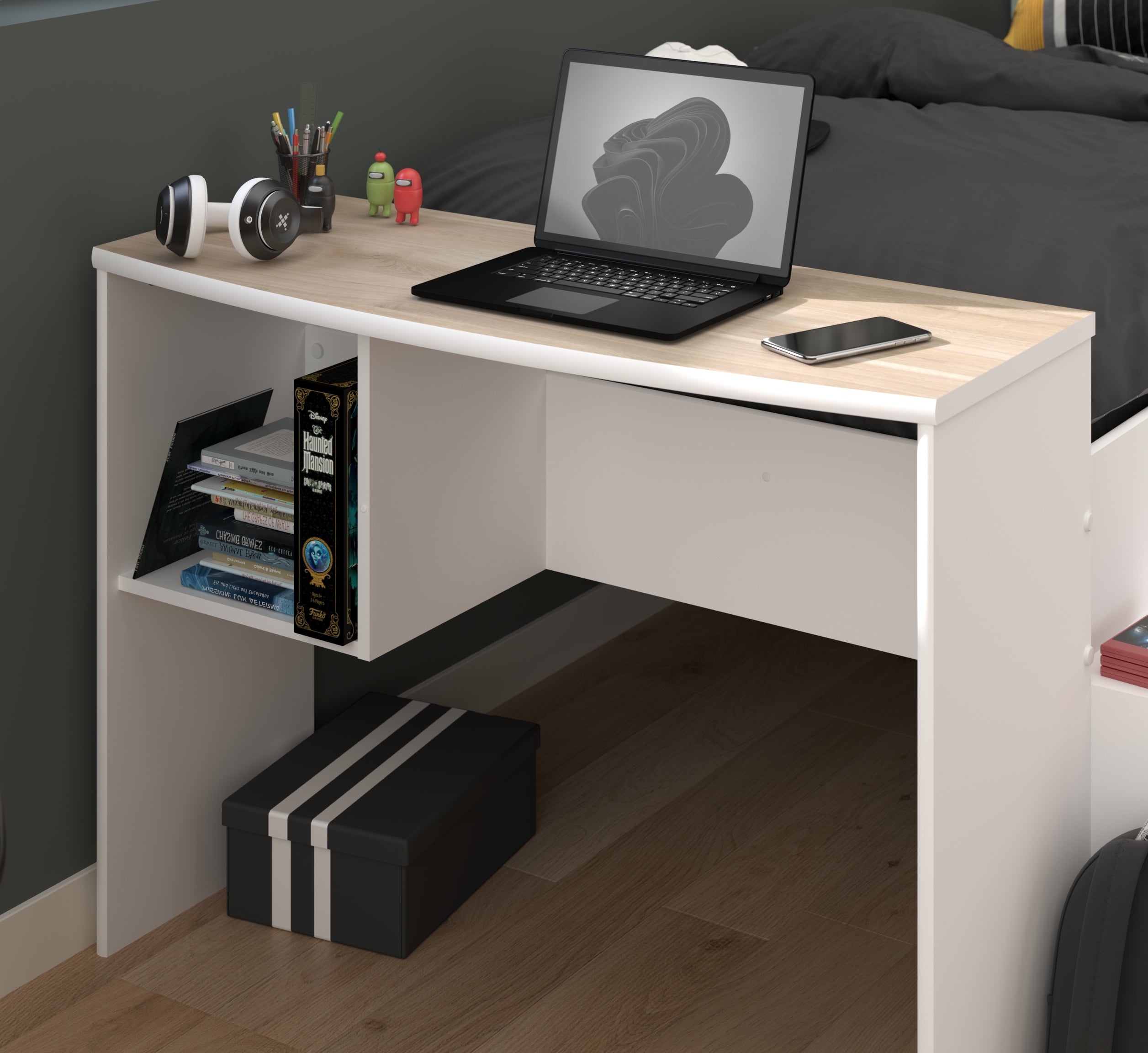 Parisot - Cleo 11 | Kinderzimmer Set – Hochwertiges Stauraumbett 90 x 200 cm mit integriertem Schreibtisch & Kleiderschrank