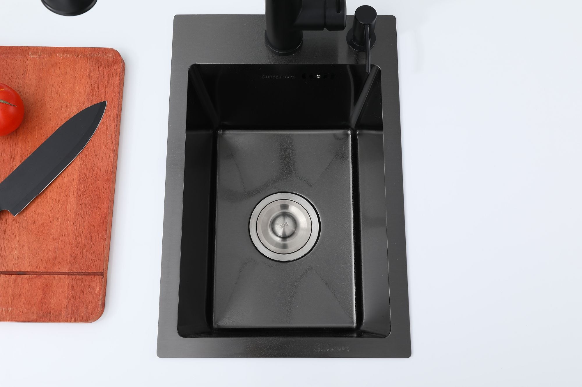 Faizee Home Edelstahlspüle Schwarz SUS304 mit Armatur Auswahl