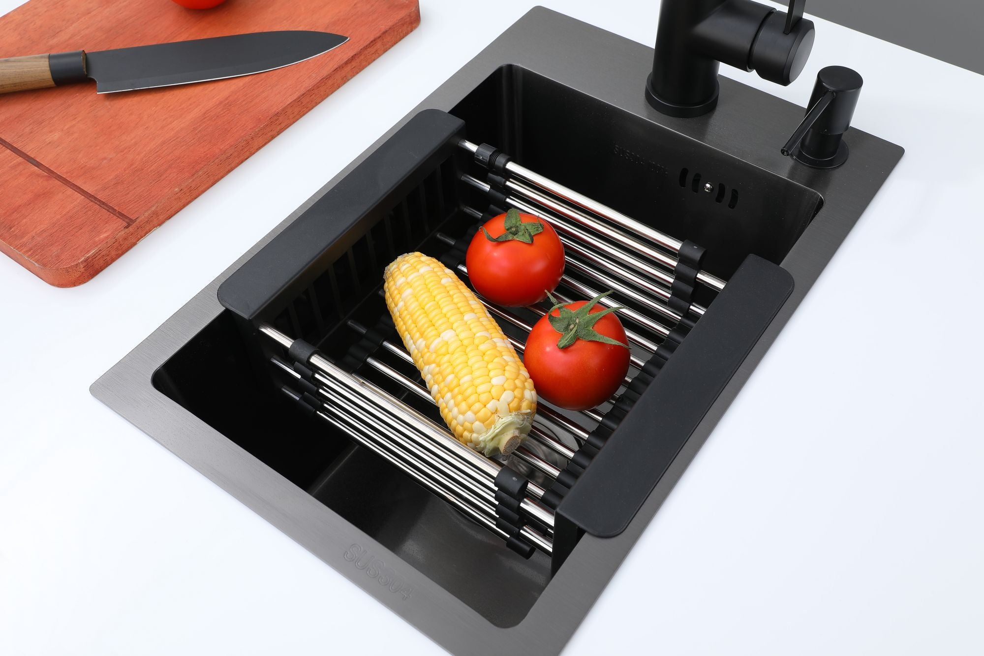 Faizee Home Edelstahlspüle Schwarz SUS304 mit Armatur Auswahl