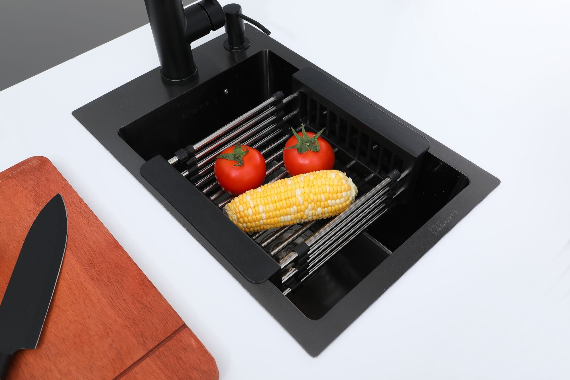 Faizee Home Edelstahlspüle Schwarz SUS304 mit Armatur Auswahl