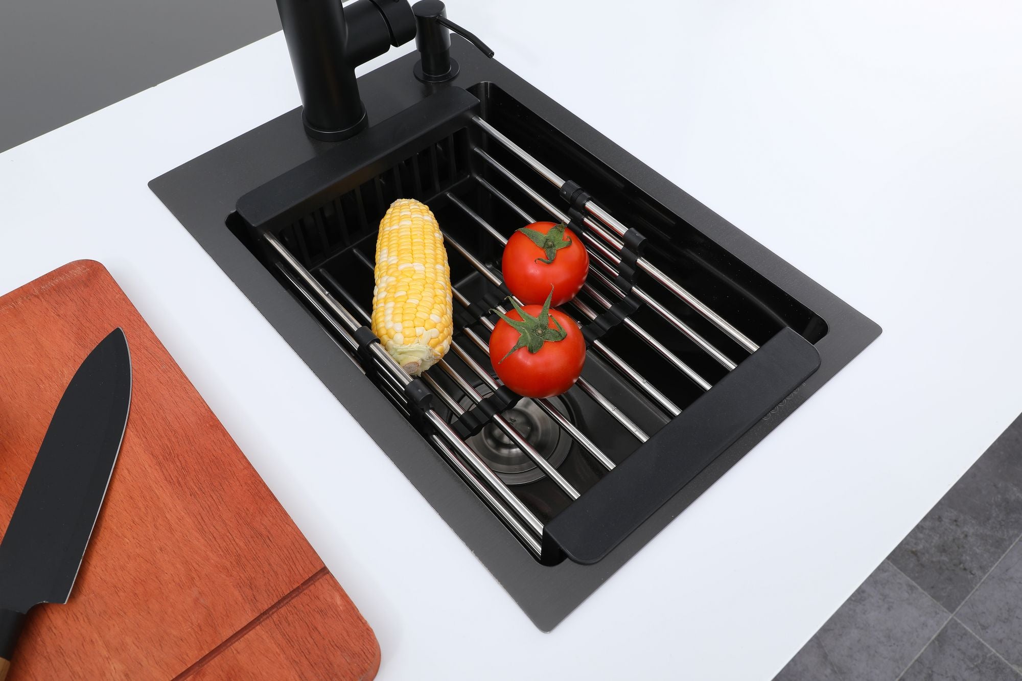 Faizee Home Edelstahlspüle Schwarz SUS304 mit Armatur Auswahl
