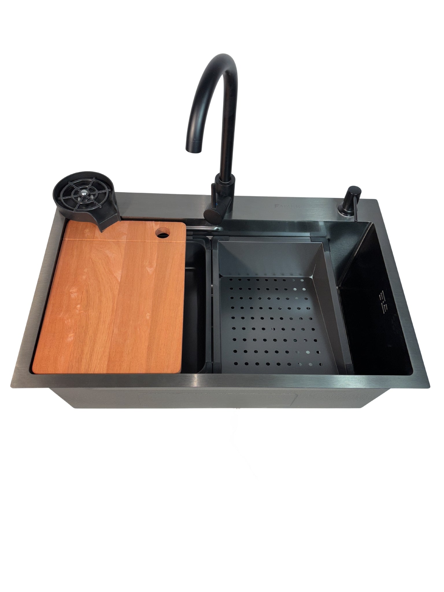 Edelstahlspüle Quantum 75×45 cm – Moderne Nano-beschichtete Küchenspüle mit Arbeitsstation & Zubehör