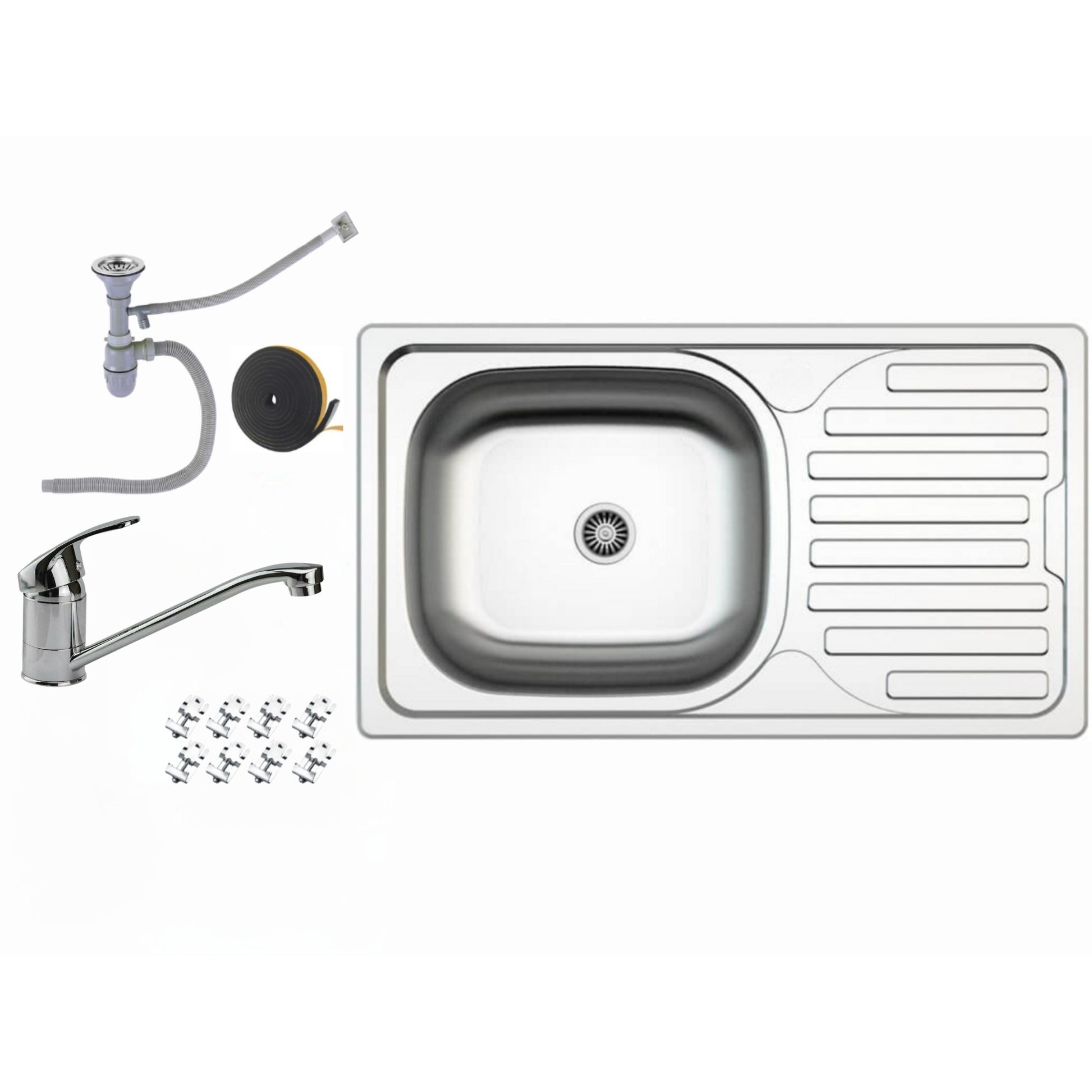 Edelstahl Einbauspüle 76 × 43,5 cm mit Abtropffläche – Küchenspüle wahlweise mit Armatur