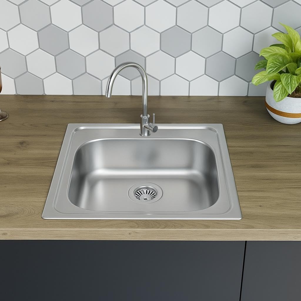 Edelstahl Einbauspüle mit Chrom-Armatur – Satiniert, pflegeleicht & langlebig Inkl. Siphon-Set