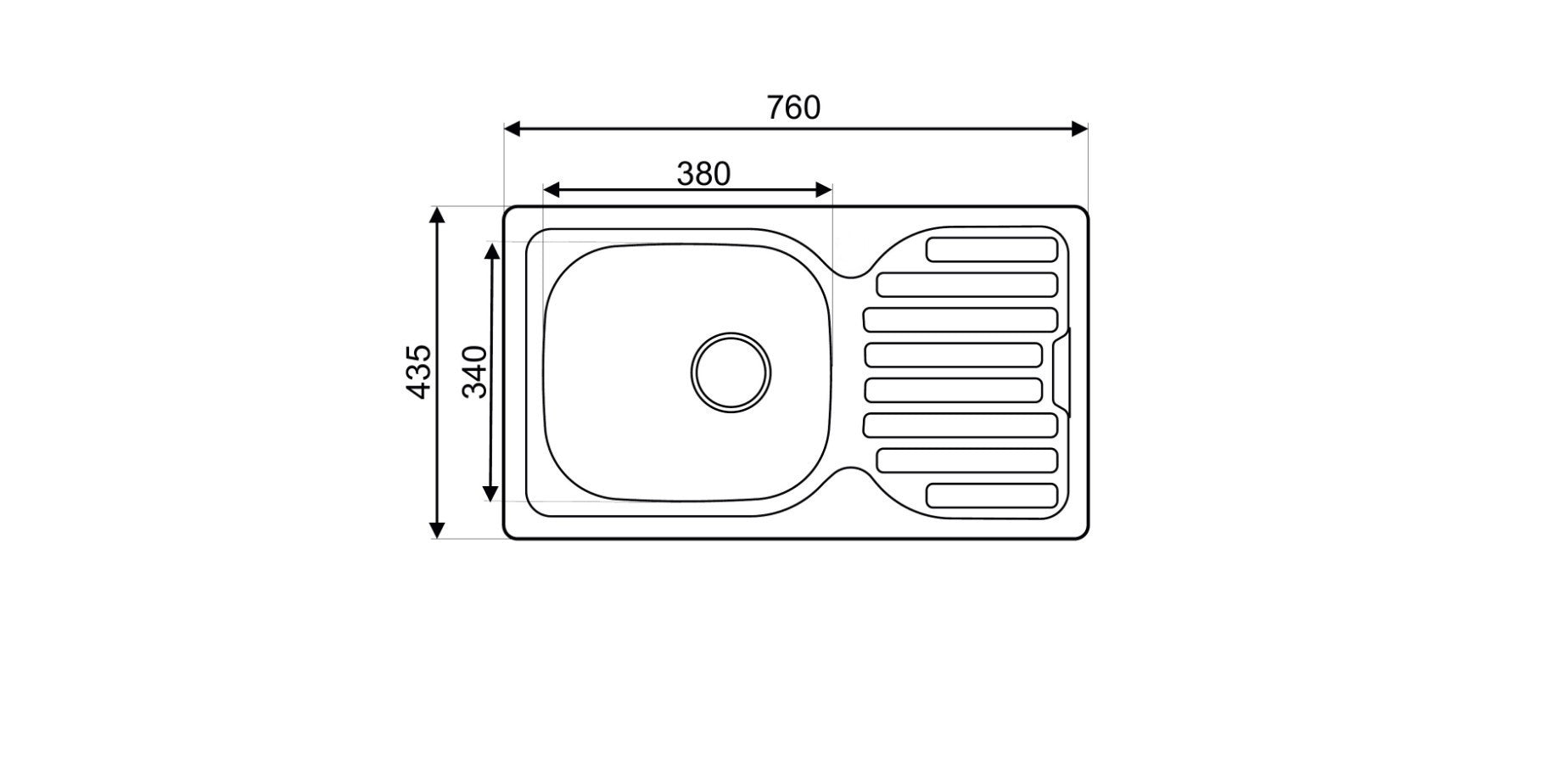 Edelstahl Einbauspüle 76 × 43,5 cm mit Abtropffläche – Küchenspüle wahlweise mit Armatur