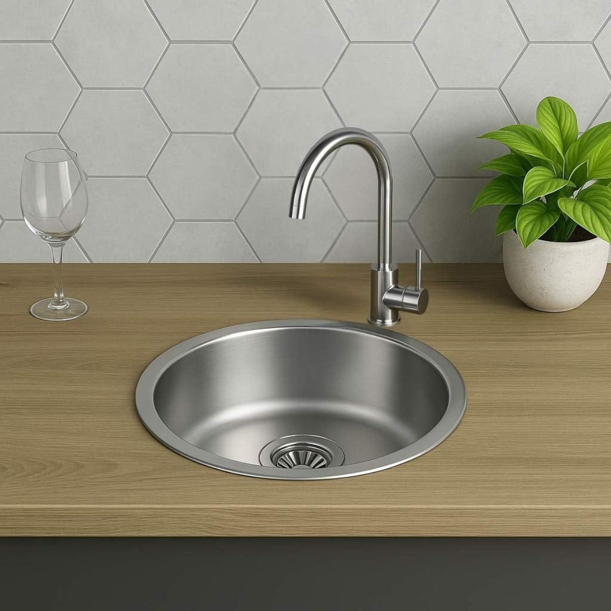 Edelstahl Einbauspüle mit Chrom-Armatur – Satiniert, pflegeleicht & langlebig Inkl. Siphon-Set