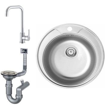 Edelstahlspüle mit Armatur STEEL inklusive Zubehör-Set