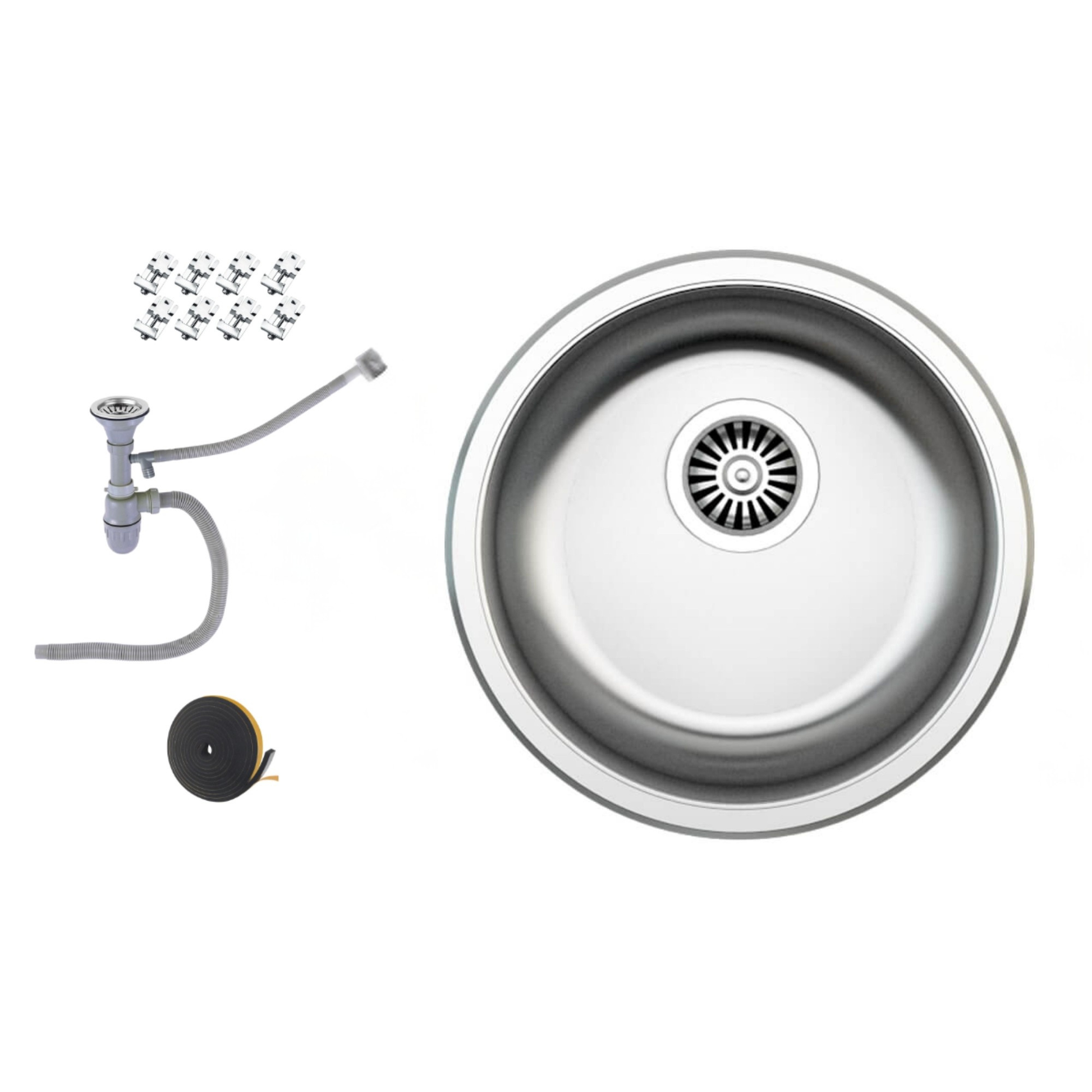 runde Edelstahl Einbauspüle mit Ø 42 cm