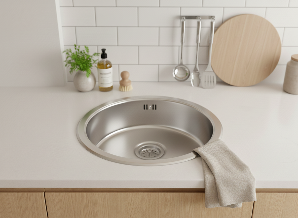 runde Edelstahl Einbauspüle mit Ø 42 cm