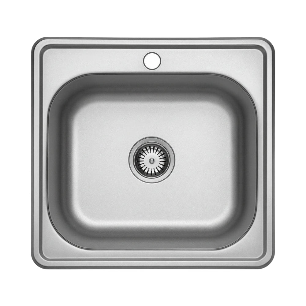 Edelstahlspüle – Robuste Einbauspüle inkl. Siphon-Set (48x48)