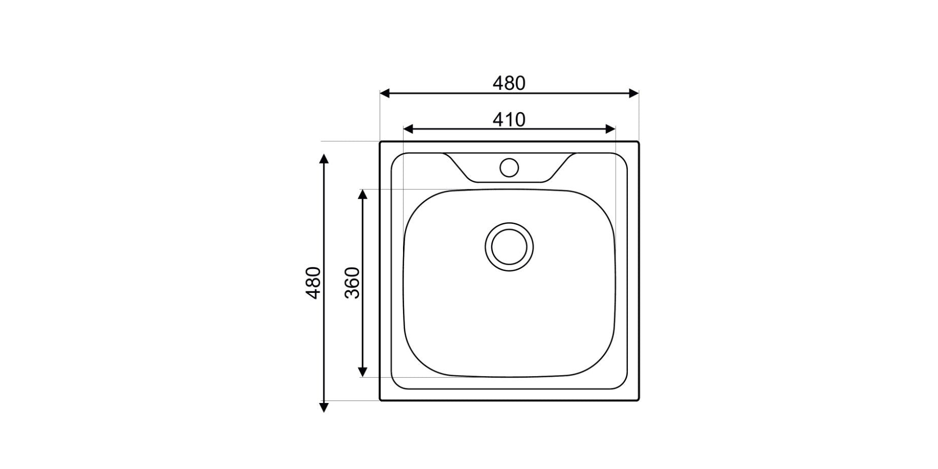 Edelstahlspüle – Robuste Einbauspüle inkl. Siphon-Set (48x48)