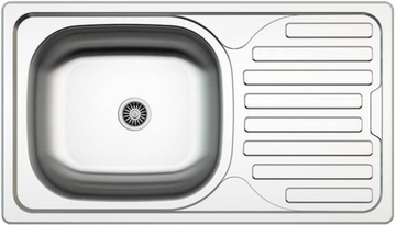 Edelstahl Einbauspüle in der Größe 76 × 43,5 cm mit Abtropffläche