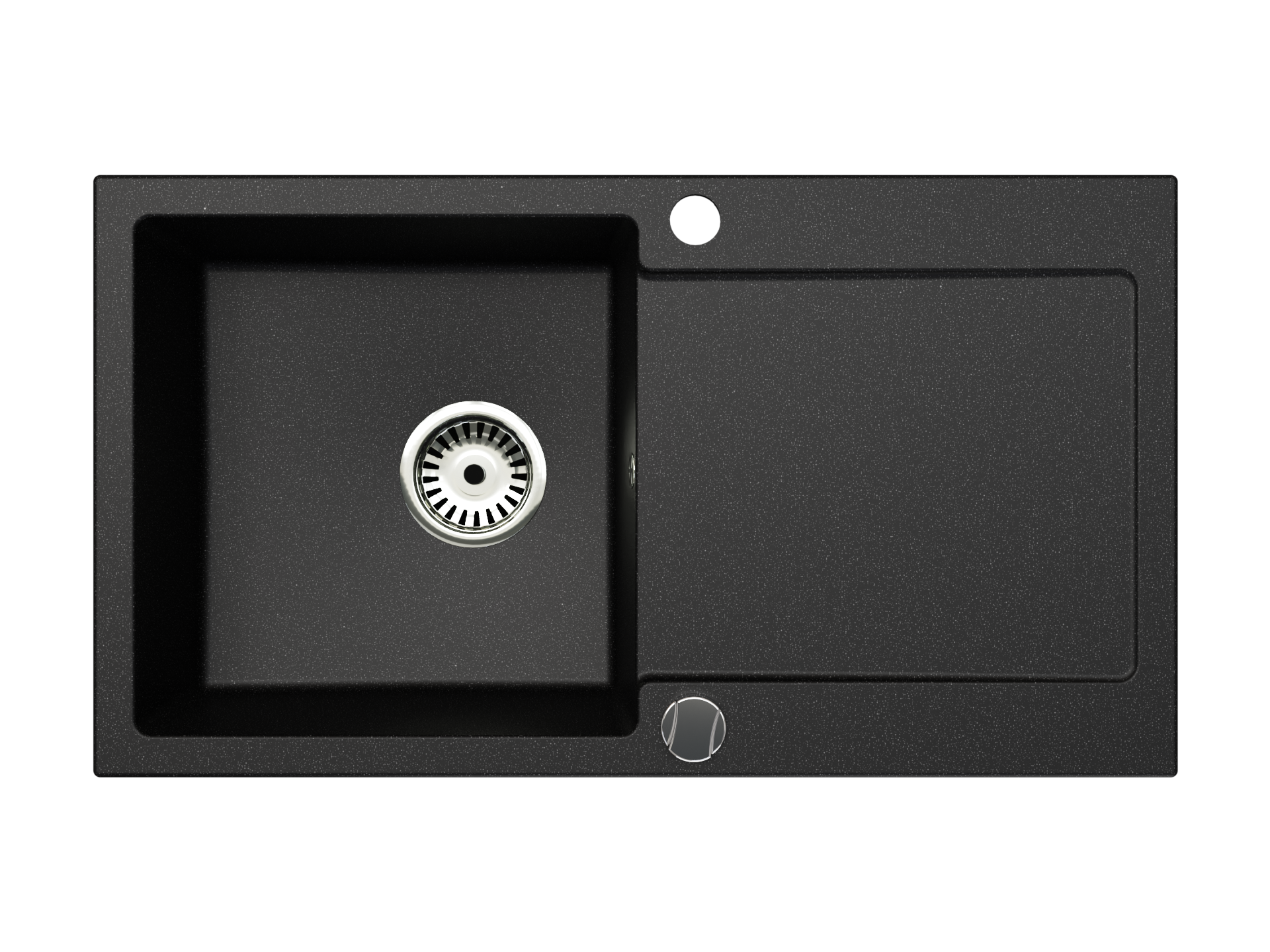 Granitspüle 90x50 cm mit Abtropffläche – Element Einbauspüle beidseitig montierbar, inkl. Siphon
