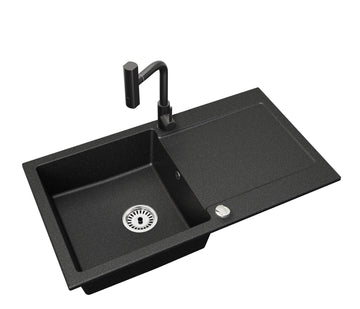 Granitspuele_Element_90x50_cm_mit_Abtropfflaeche_inkl._Armatur_Siphon-Set