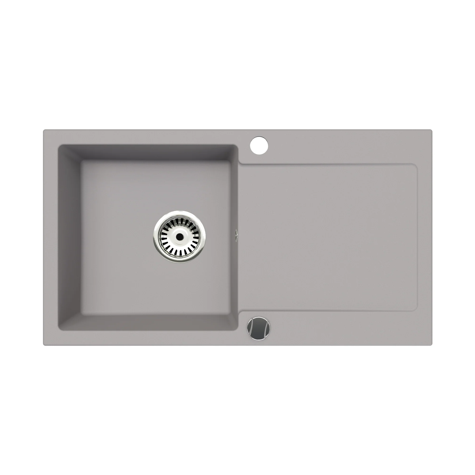 Granitspüle Element 90x50 cm mit Abtropffläche – Einbauspüle beidseitig montierbar, inkl. Siphon