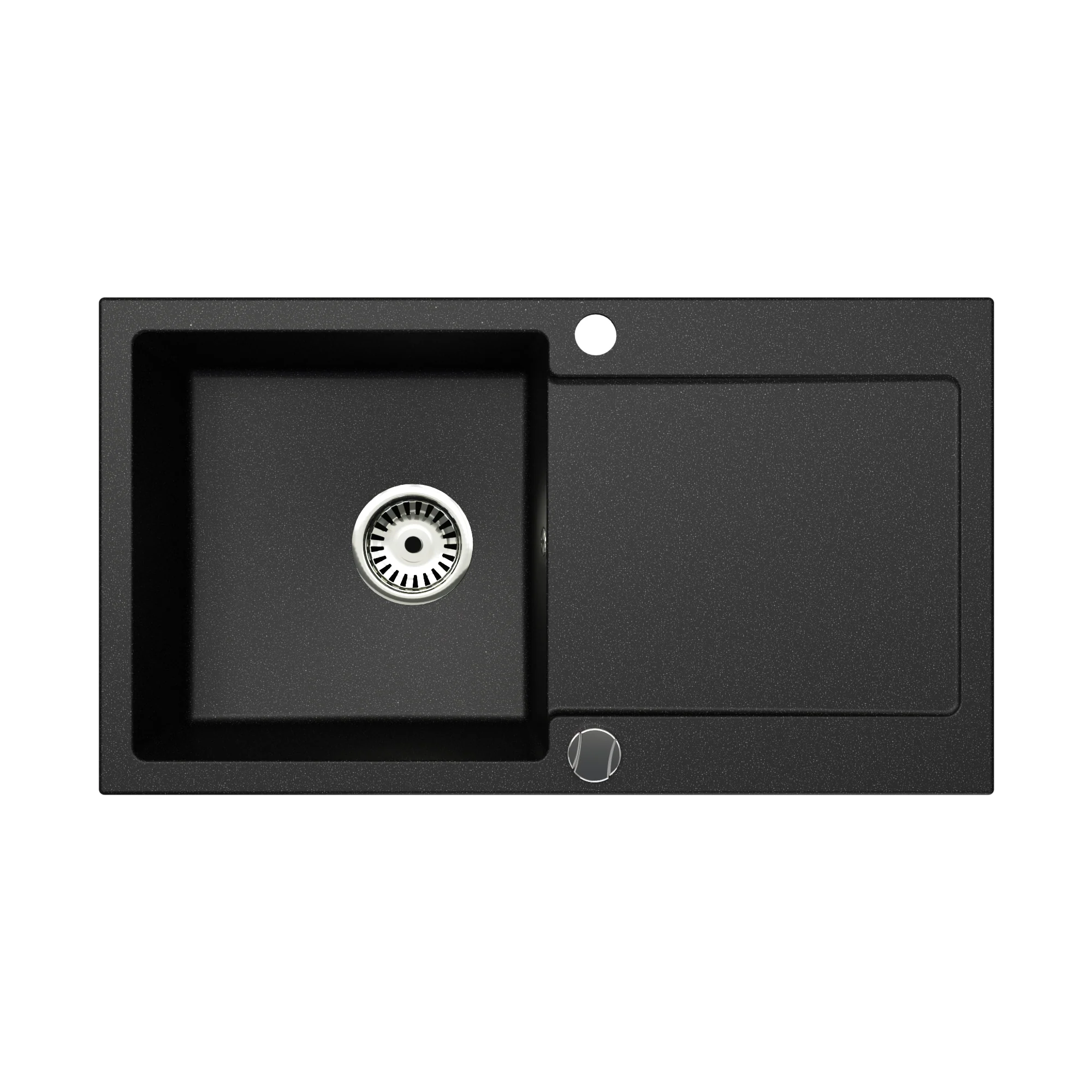 Granitspüle Element 90x50 cm mit Abtropffläche – Einbauspüle beidseitig montierbar, inkl. Siphon