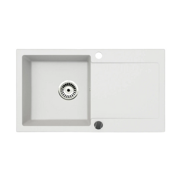 Granitspüle Element 90x50 cm mit Abtropffläche – Einbauspüle beidseitig montierbar, inkl. Siphon