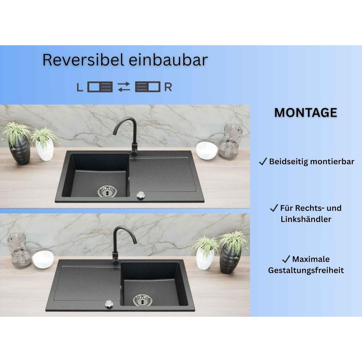 Faizee_Home_Granit_Einbauspuele_90x50_cm_Spuelbecken_mit_Abtropfflaeche-Kuechenspuele_inkl._Armatur_Siphon-Set_Kratzfest_hitzebestaendig_fuer_45_cm_Unterschraenke