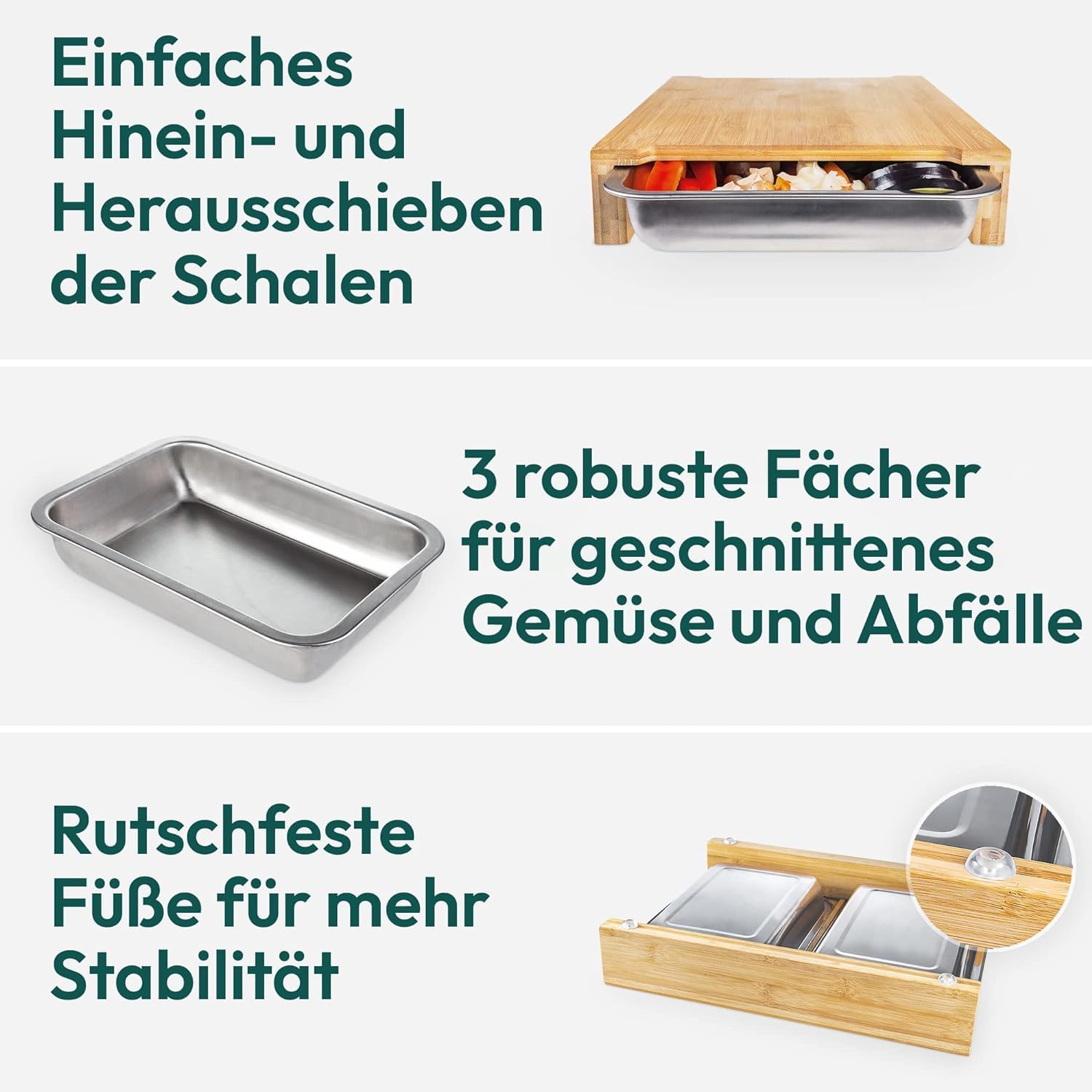 Faizee_Home_Holz_Schneidebrett_mit_Auffangschalen_Praktisches_Kuechenbrett_mit_integrierten_Schubladen