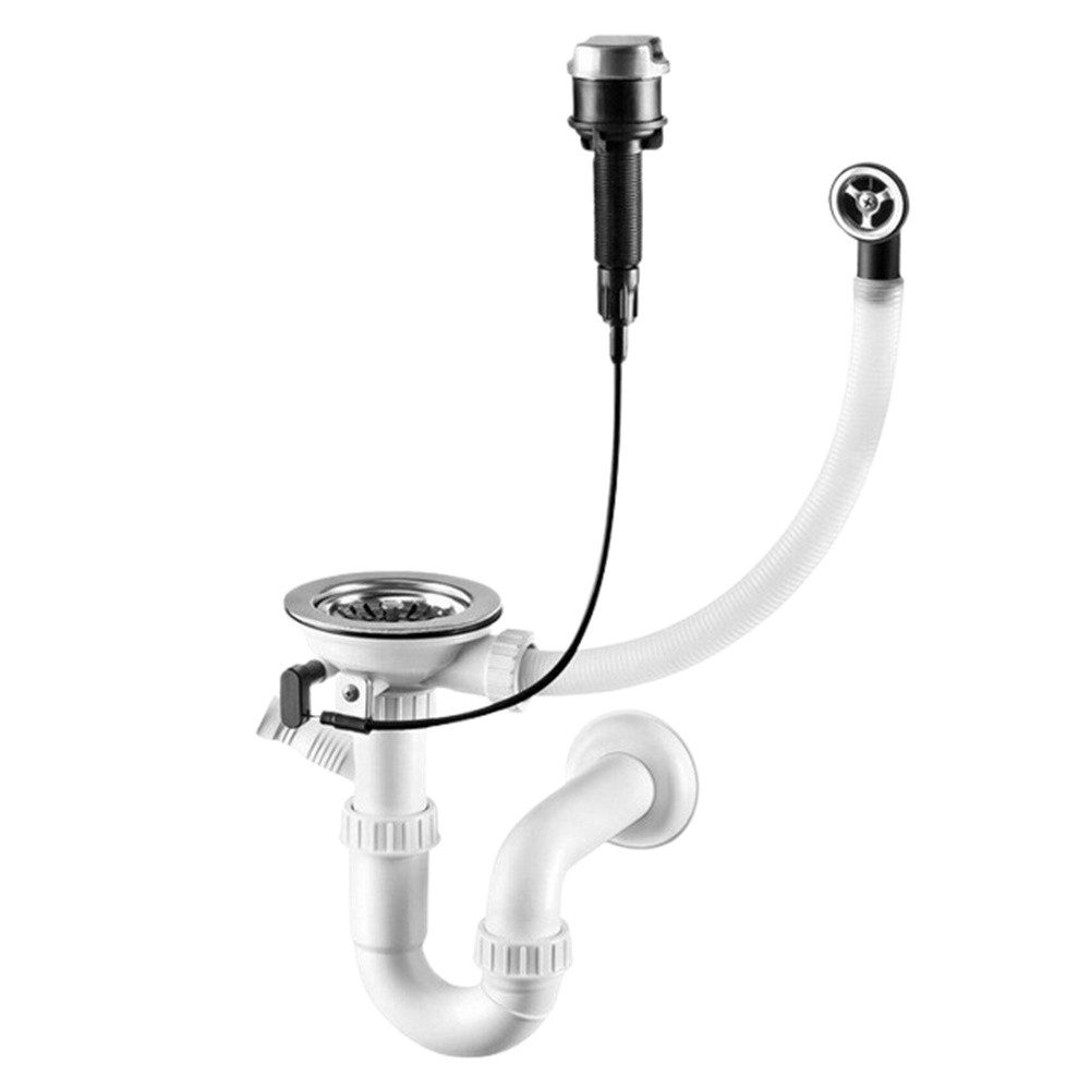 Granitspüle Milano 49x52 cm Schwarz Gesprenkelt mit Armatur & Siphon-Set