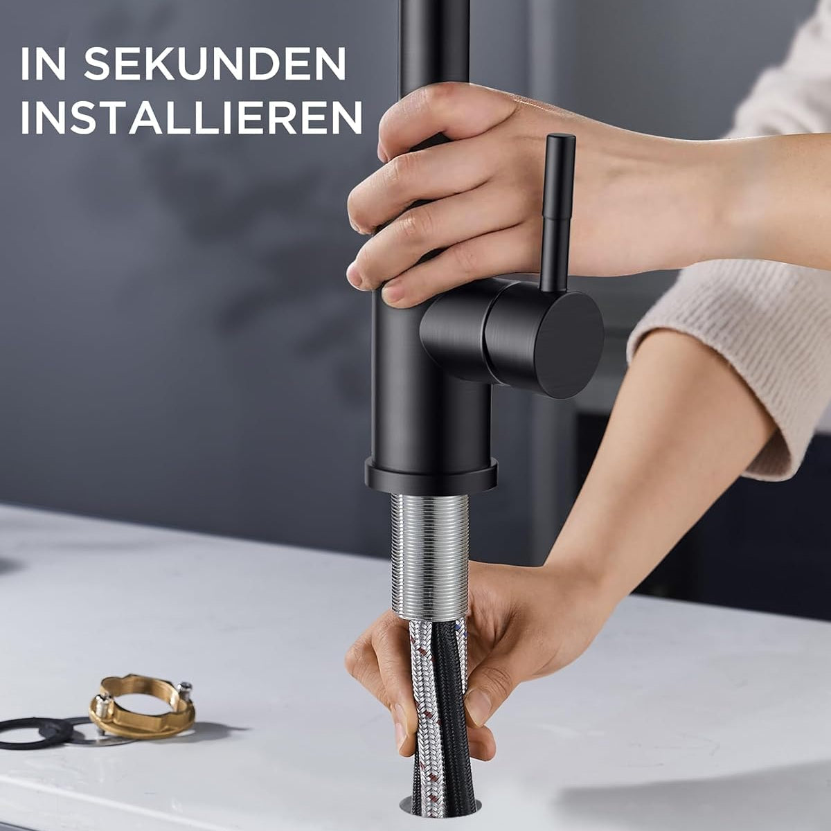 Granitspuele_100x50_cm_1_5_Becken_mit_Abtropfflaeche_beidseitig_montierbar_inkl._Armatur_Siphon-Set