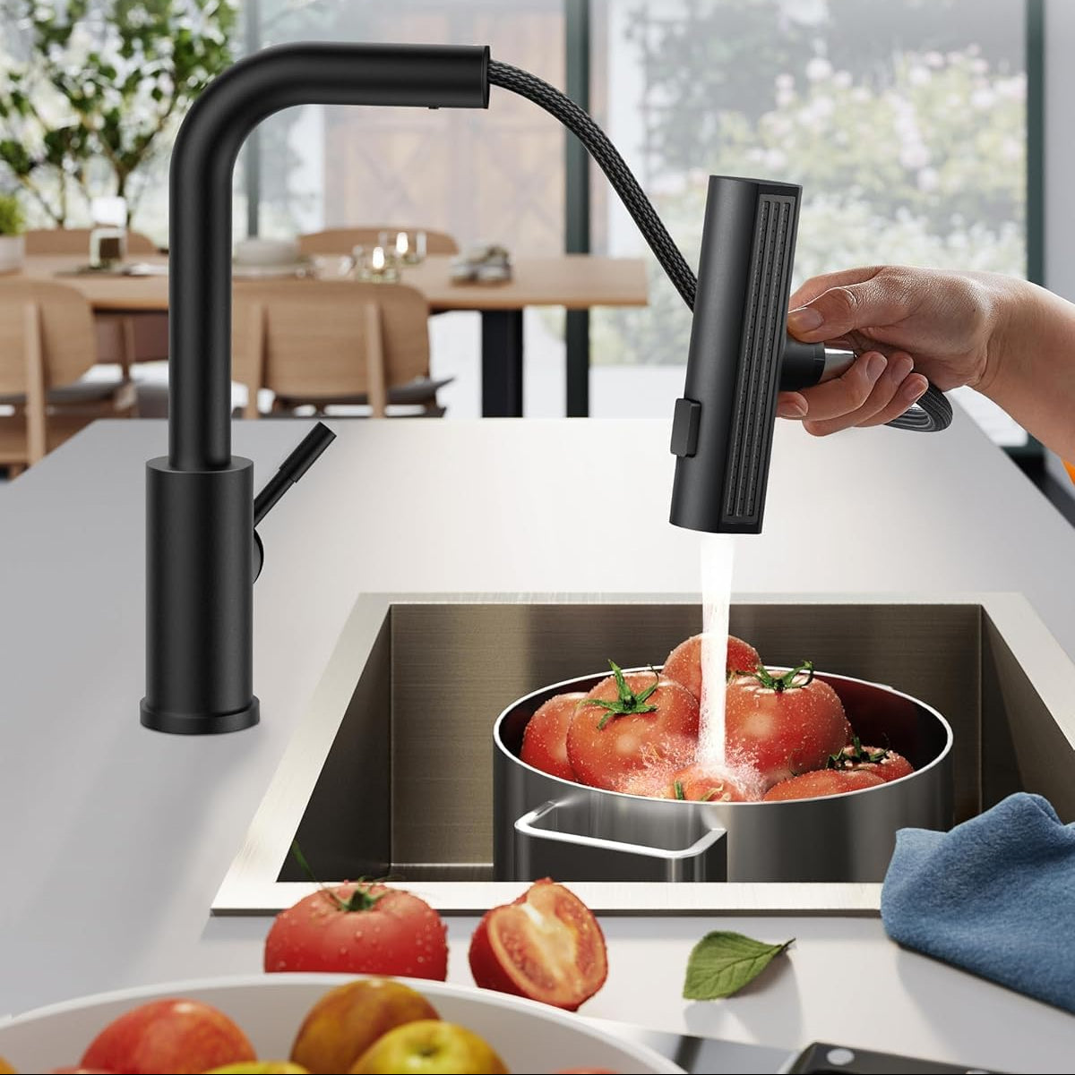 Granitspuele_100x50_cm_1_5_Becken_mit_Abtropfflaeche_beidseitig_montierbar_inkl._Armatur_Siphon-Set