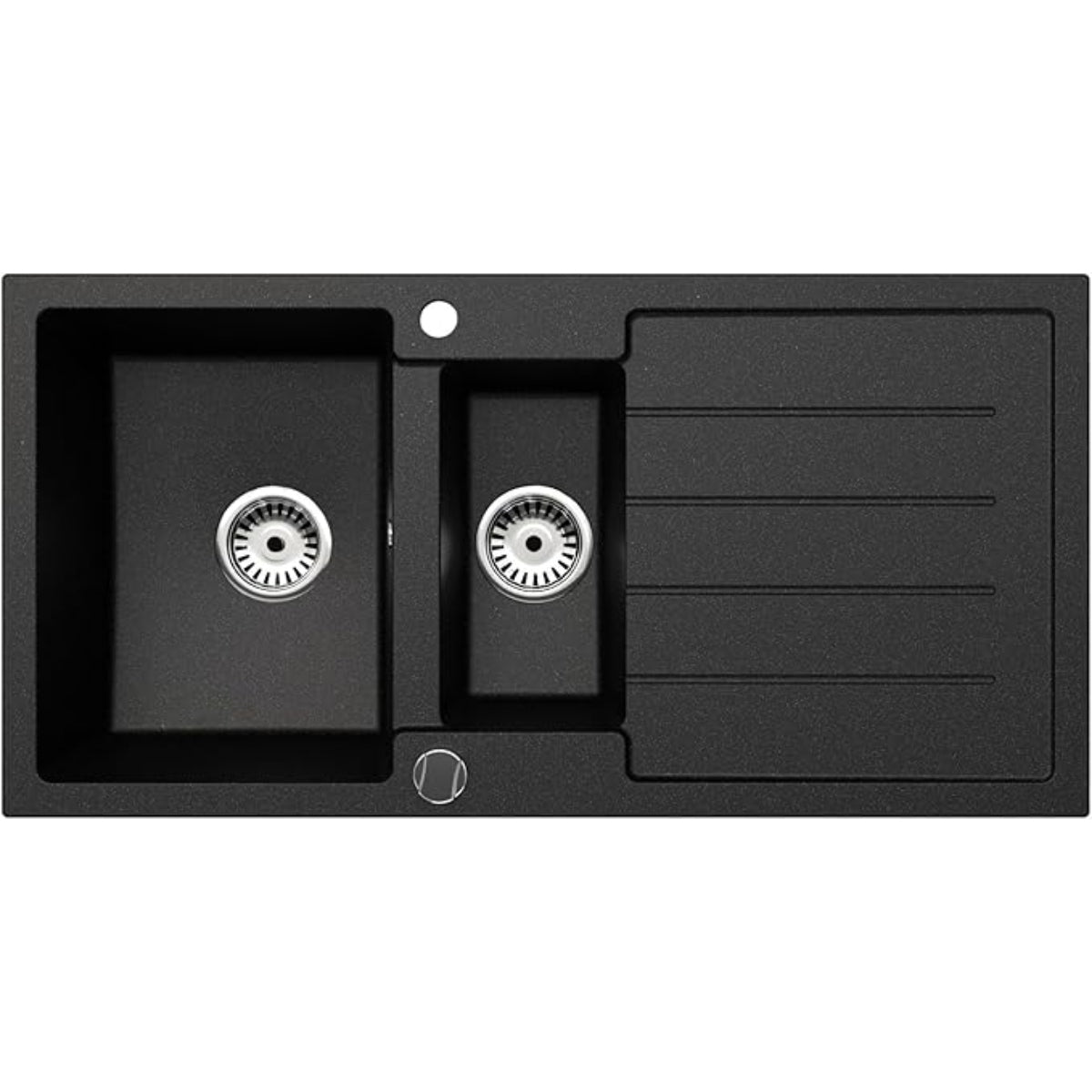 Granitspuele_100x50_cm_1_5_Becken_mit_Abtropfflaeche_beidseitig_montierbar_inkl._Armatur_Siphon-Set