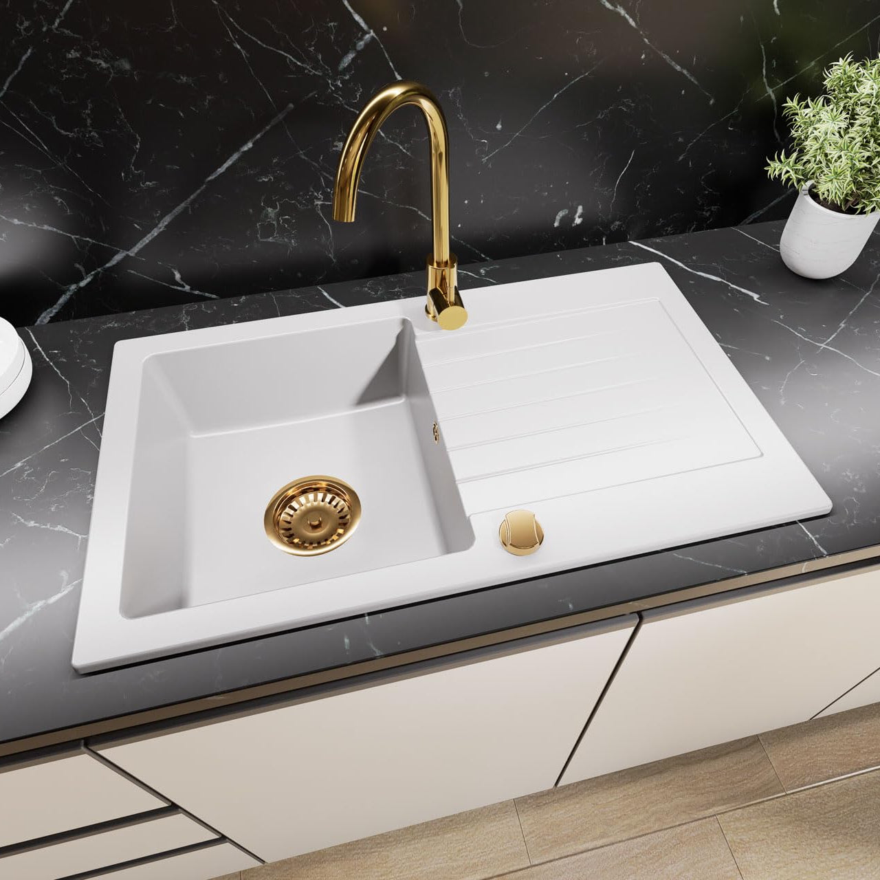 Granitspuele_75_45_cm_Kuechenspuele_mit_Abtropfflaeche_Granit_Einbauspuelbecken_fuer_Unterschraenke_ab_45_cm_inkl._Siphon-Set_Armatur_Genial_Gold_Farbe_white