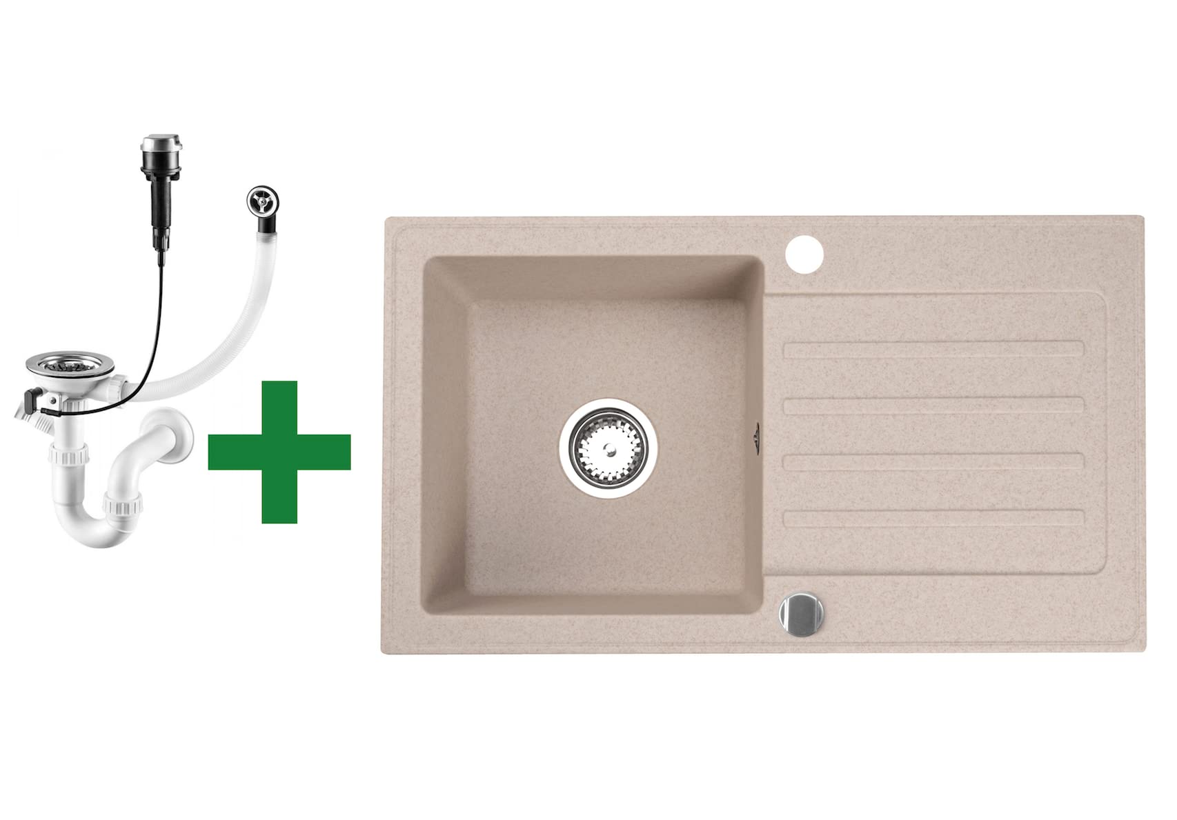 Granitspuele_Alisha_75_43_5_cm_mit_Spiralarmatur_Reversible_Einbauspuele_mit_Abtropfflaeche_Inkl._Siphon-Set