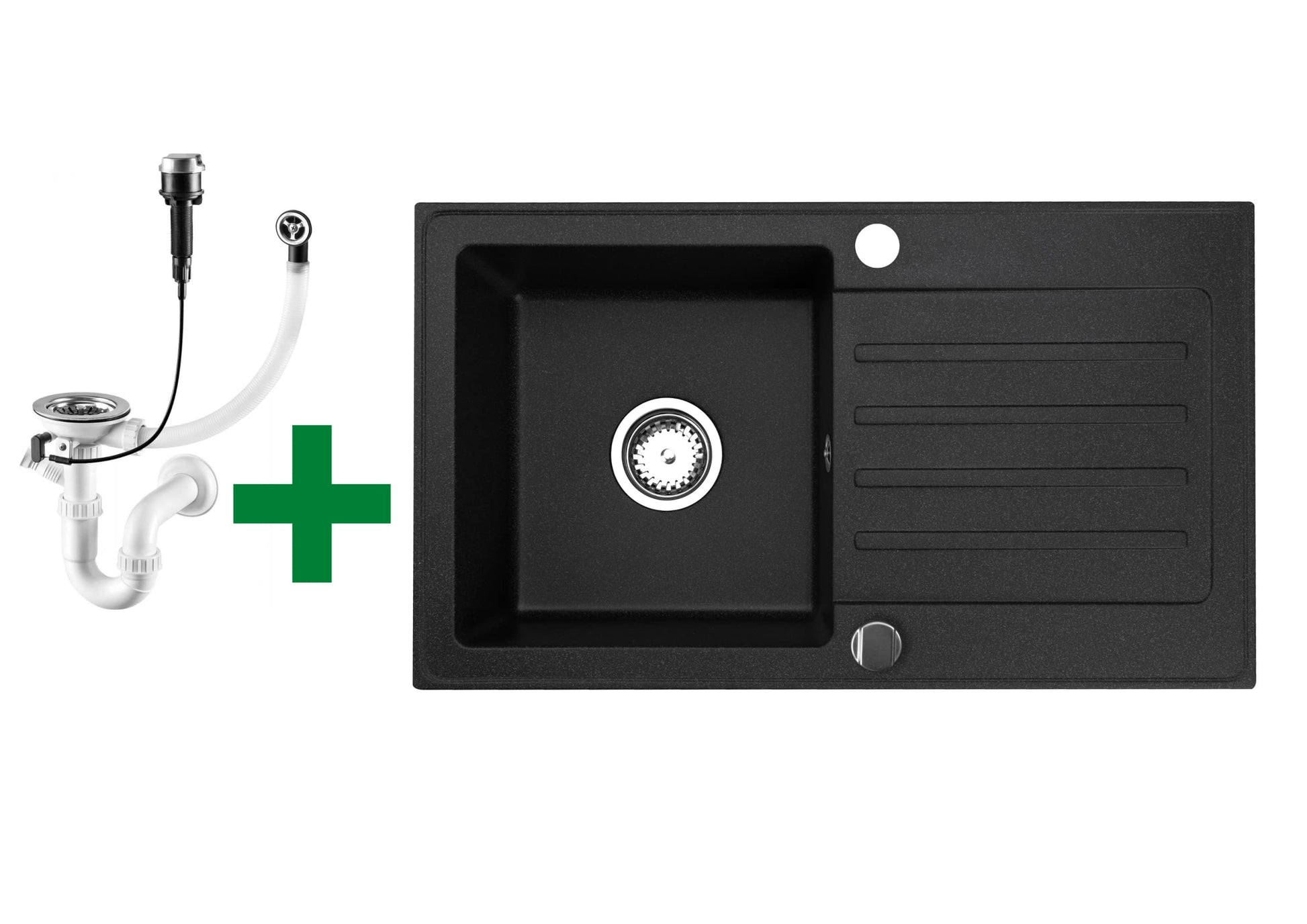 Granitspuele_Alisha_75_43_5_cm_mit_Spiralarmatur_Reversible_Einbauspuele_mit_Abtropfflaeche_Inkl._Siphon-Set