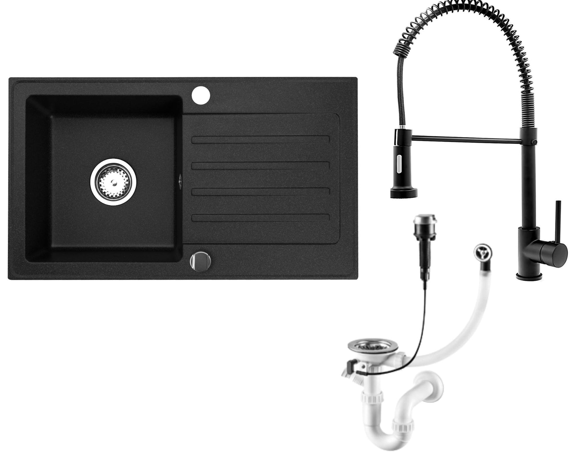 Granitspuele_Alisha_75_43_5_cm_mit_Spiralarmatur_Reversible_Einbauspuele_mit_Abtropfflaeche_Inkl._Siphon-Set