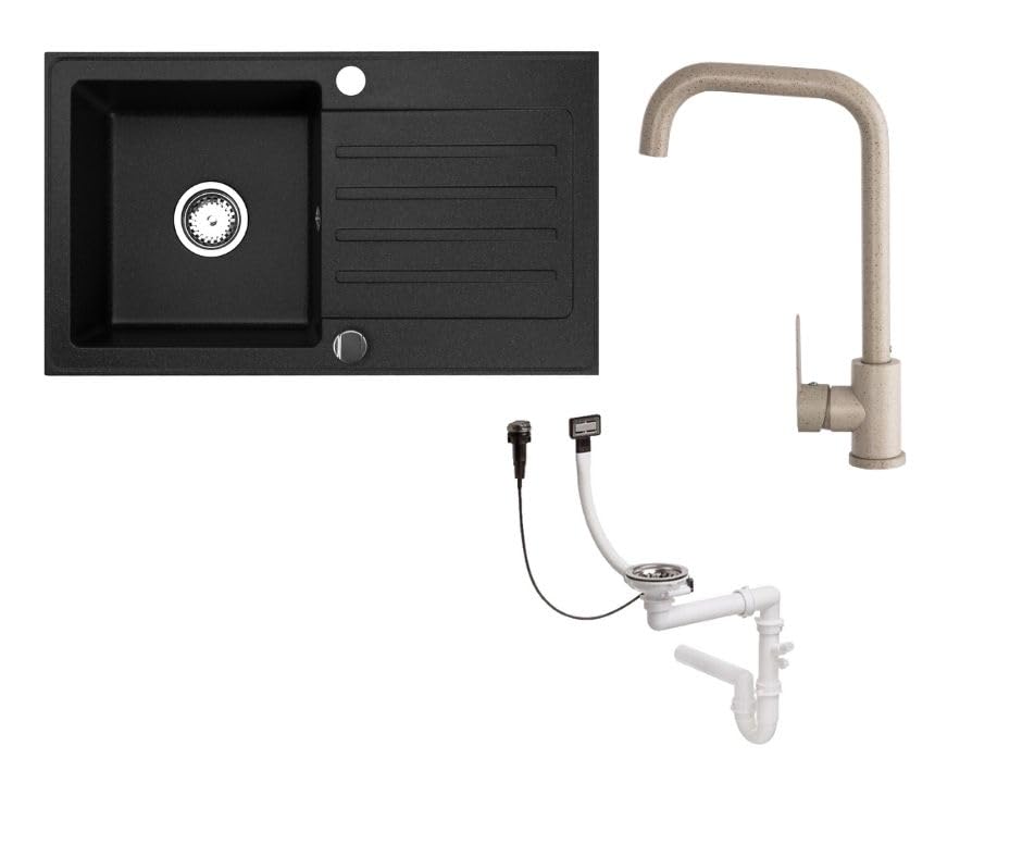 Granitspuele_Alisha_75x43_5_cm_Armatur_Steel_in_5_verschiedenen_Farben