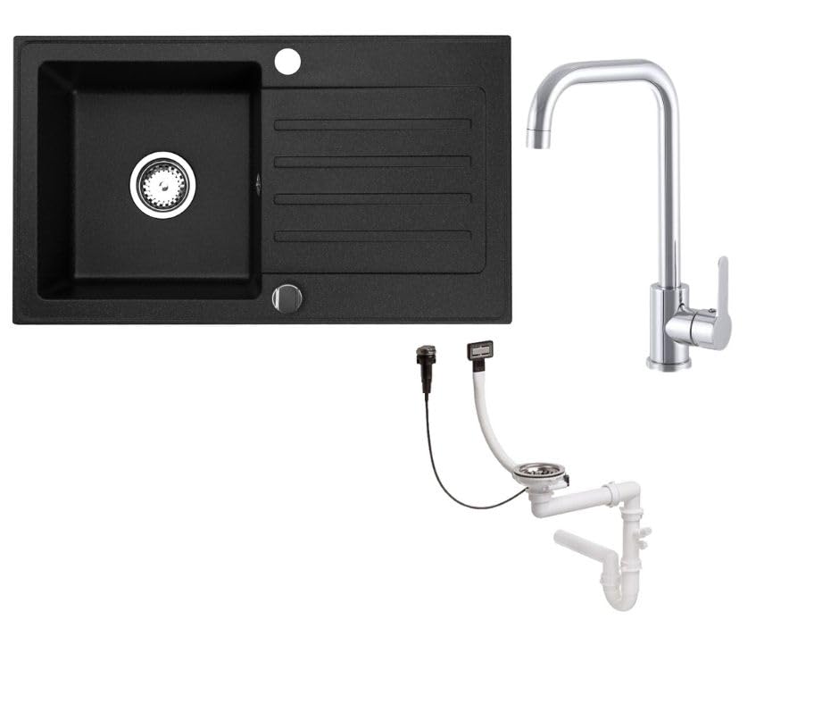 Granitspuele_Alisha_75x43_5_cm_Armatur_Steel_in_5_verschiedenen_Farben