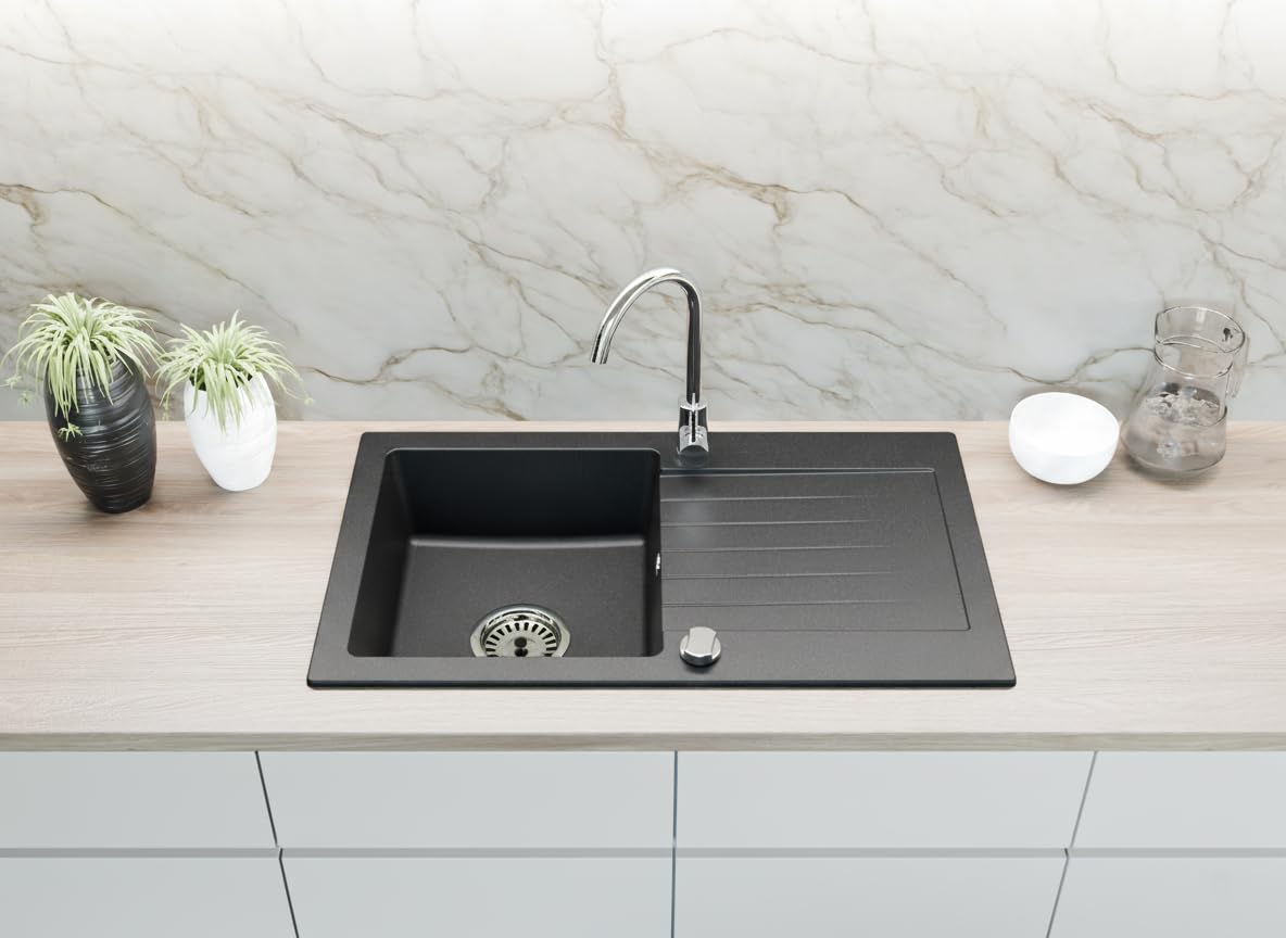 Granitspuele_Alisha_75x43_5_cm_Schwarz_Gesprenkelt_Armatur_Verschiedene_Farben