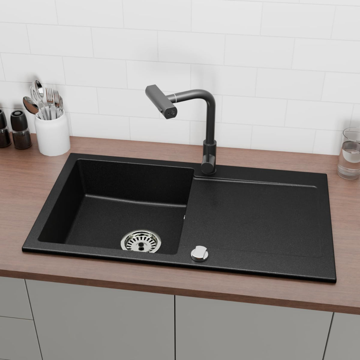 Granitspuele_Element_90x50_cm_mit_Abtropfflaeche_inkl._Armatur_Siphon-Set