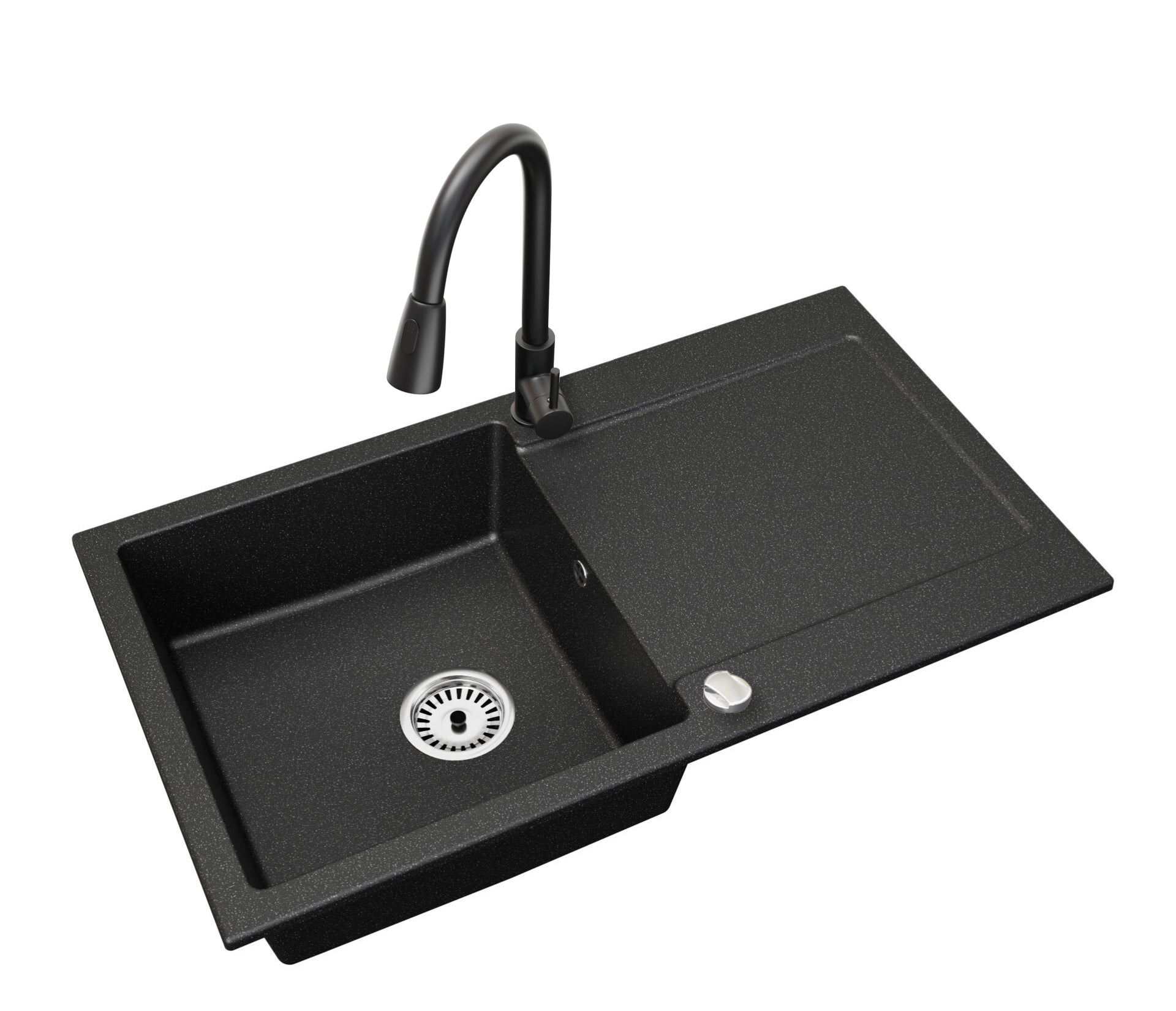 Granitspuele_Element_90x50_cm_mit_Abtropfflaeche_inkl._Armatur_Siphon-Set