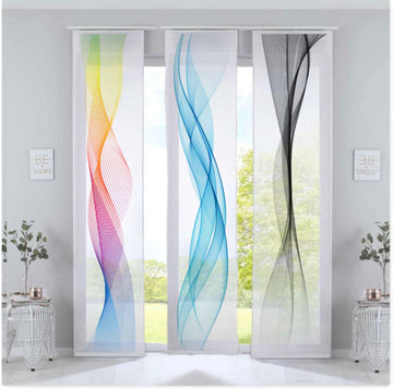 Flächenvorhang 245x60 – Wellenmuster Bunt/Blau/Schwarz